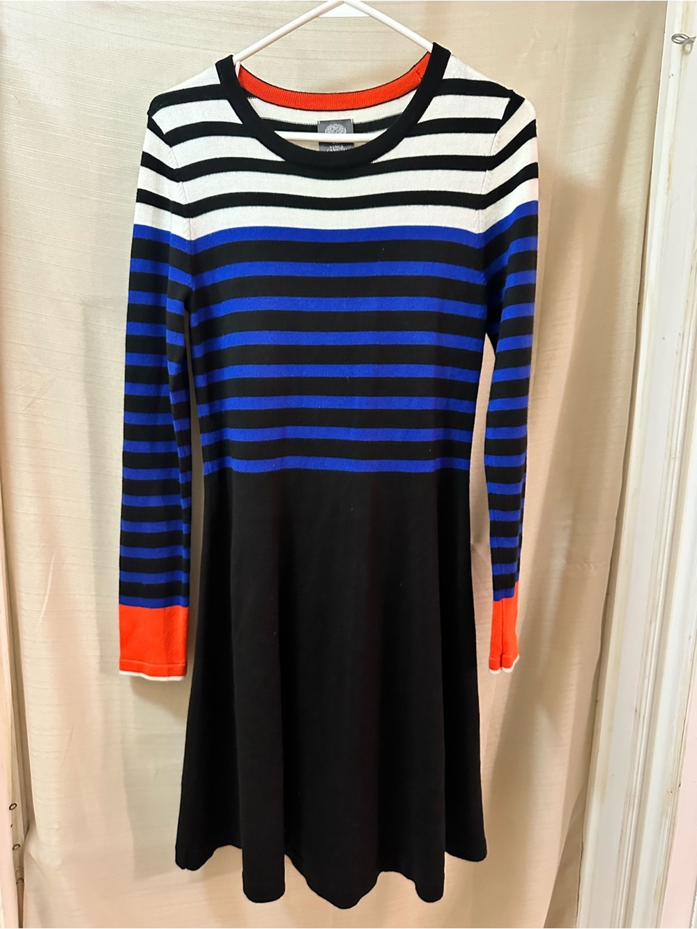 Vince Camuto Striped Knit Sweater Dress Long Sleeve Fit Flare Women’s Small